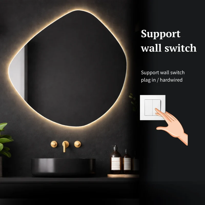 Asymmetrical LED mirror with rear lighting 740x790mm