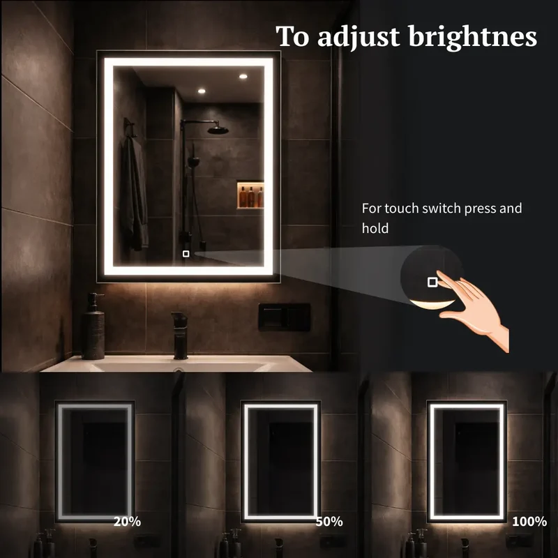 Rectangular LED mirror with double Front Lit 800x1200mm
