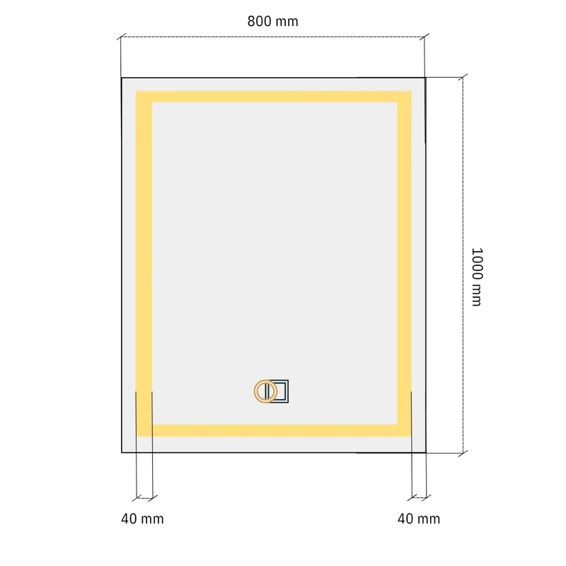 Rectangular LED mirror with double Front Lit 800x1000mm