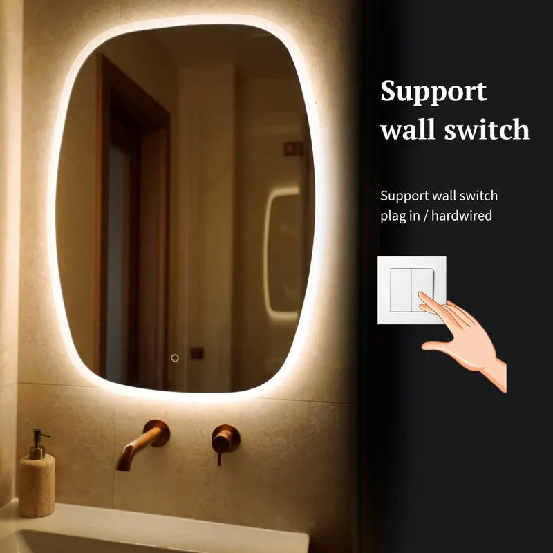 Rectangaler LED mirror with front lighting 600x805mm