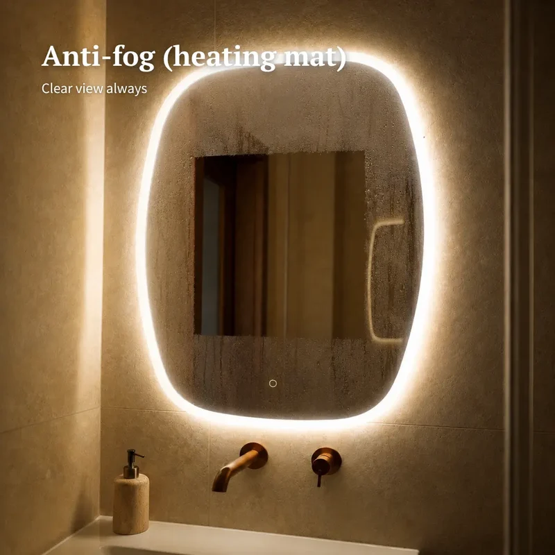 Rectangaler LED mirror with front lighting 600x805mm