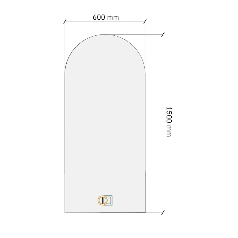 Arched LED mirror with rear lighting