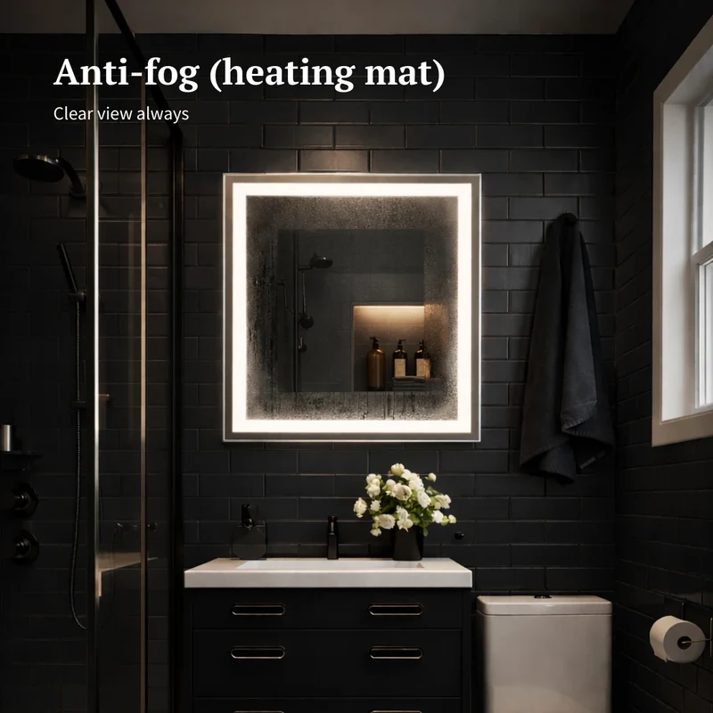 Square LED mirror with double Front Lit 600x600mm