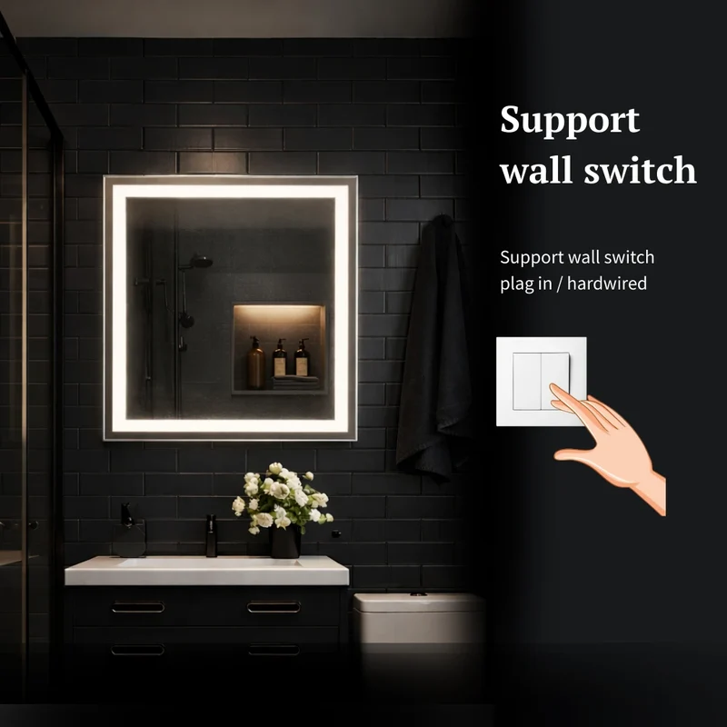 Square LED mirror with double Front Lit 600x600mm