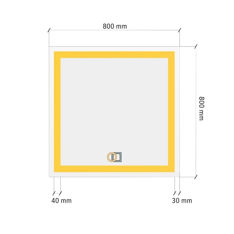 Square LED mirror with double Front Lit 800x800mm