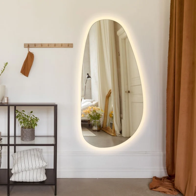 Irregular mirror with rear lighting - full length