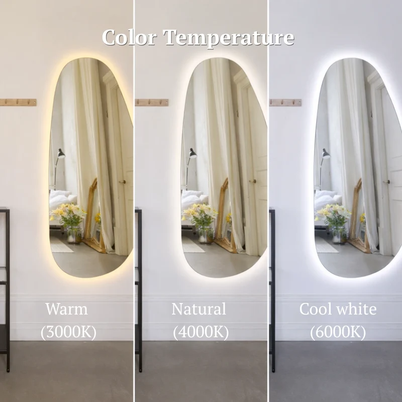 Irregular mirror with rear lighting - full length