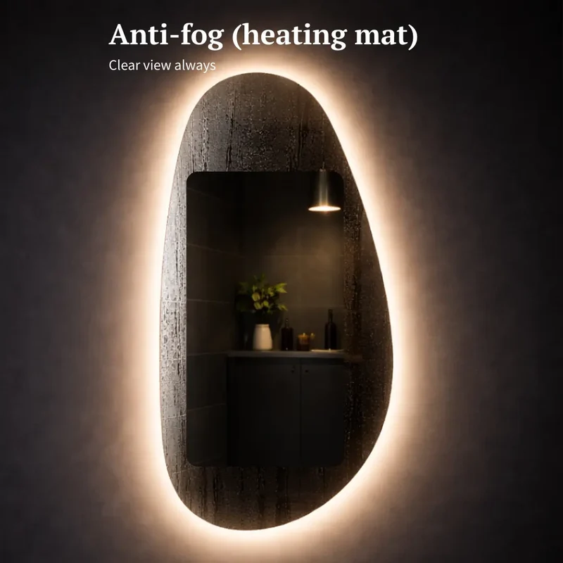 Irregular mirror with rear lighting - full length