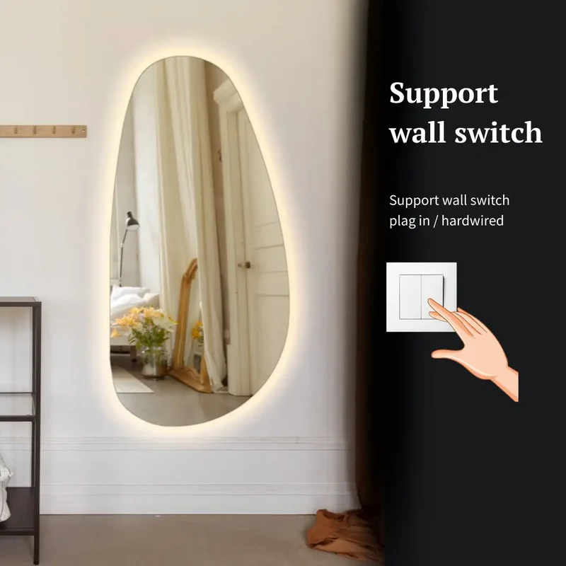 Irregular mirror with rear lighting - full length
