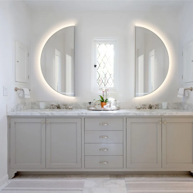 Half-circle LED mirror with rear lighting 600x1200mm