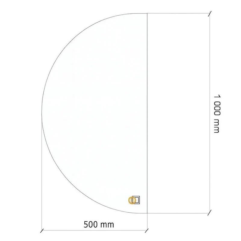 Half-circle LED mirror with rear lighting 500x1000mm