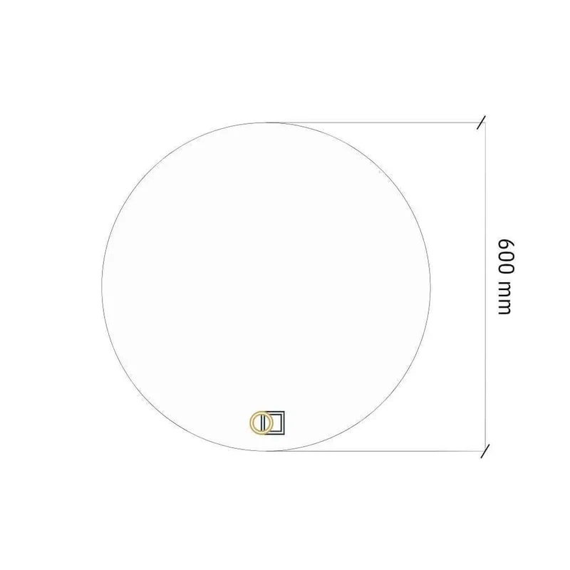 Round black framed mirror with rear lighting Ø 600mm
