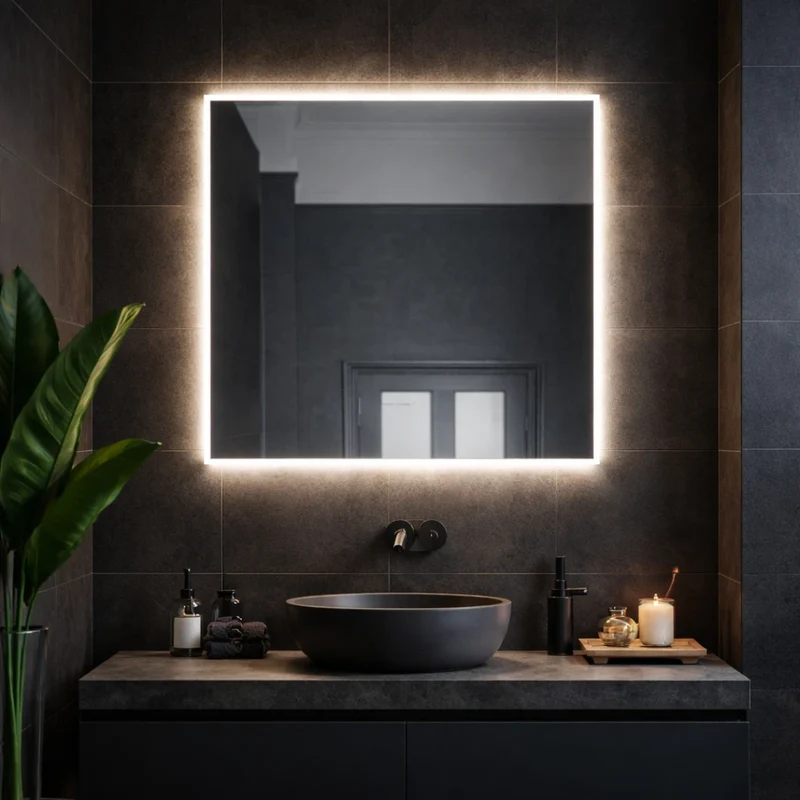 Square LED mirrors with rear lighting 1000x1000mm