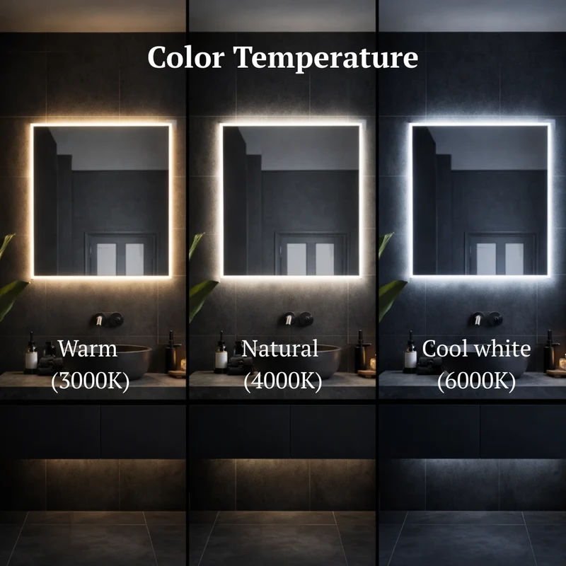 Square LED mirrors with rear lighting 1000x1000mm