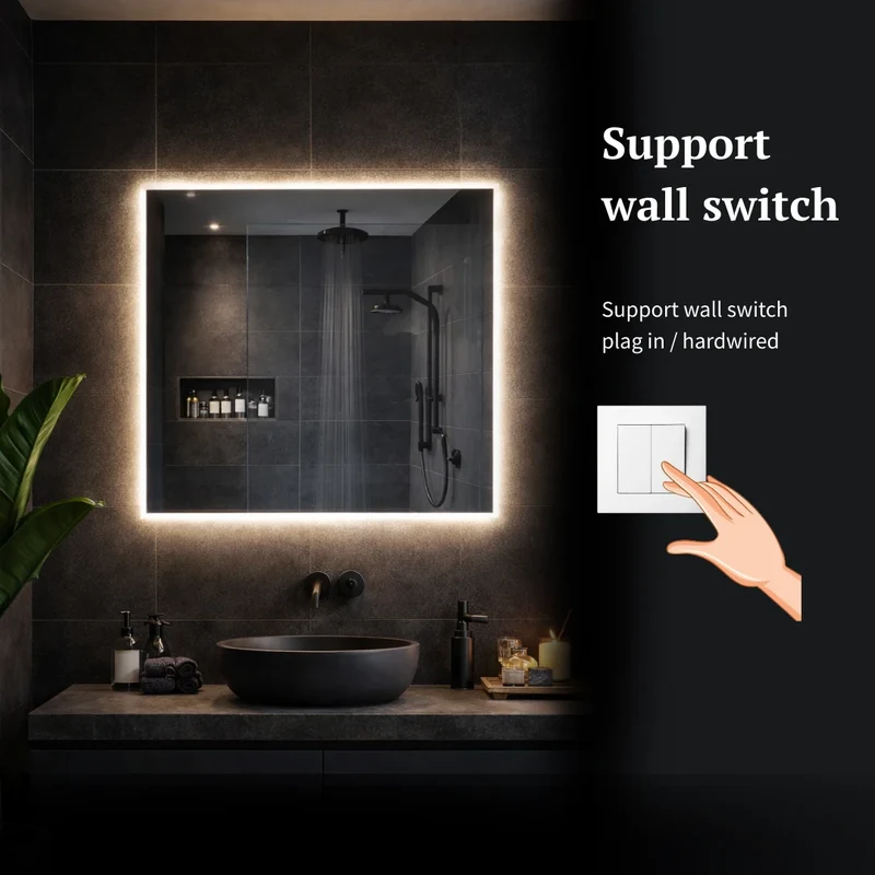 Square LED mirrors with rear lighting 1000x1000mm
