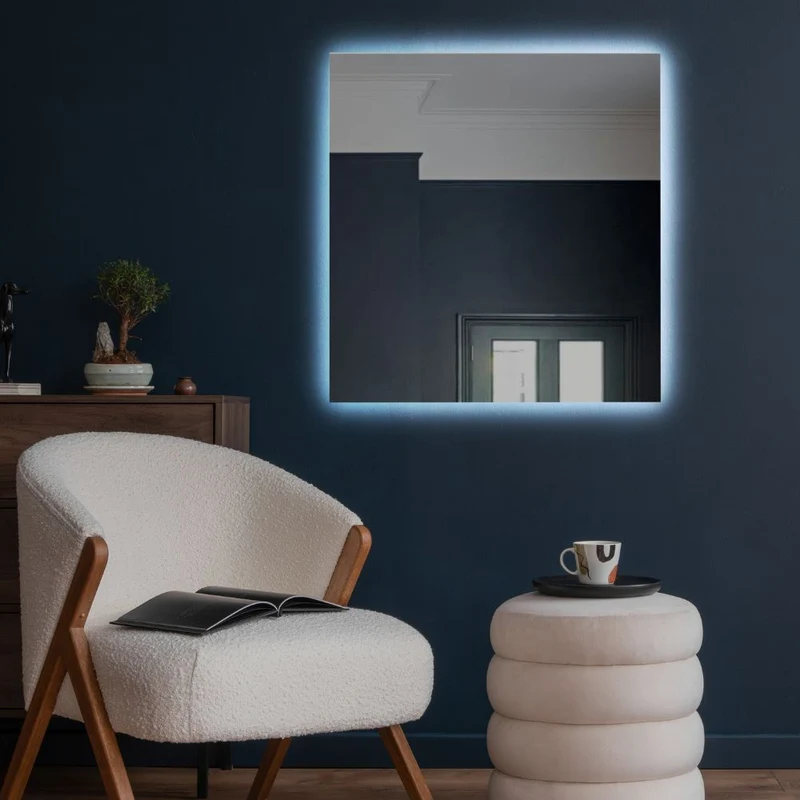 Square LED mirrors with rear lighting 1000x1000mm