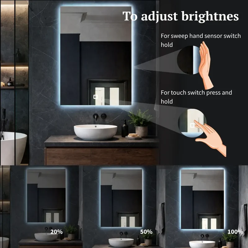 Rectangle LED mirrors with rear lighting 800x1000mm