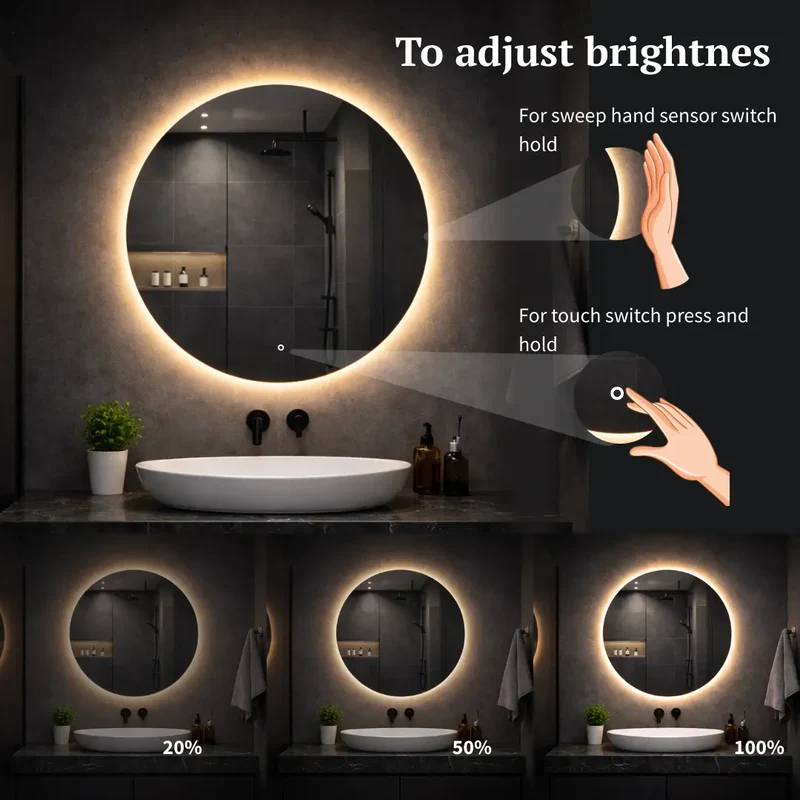 Round LED mirror with rear lighting Ø 900mm