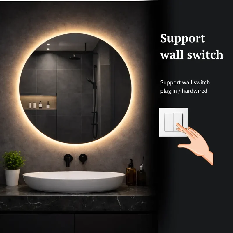 Round LED mirror with rear lighting Ø 900mm