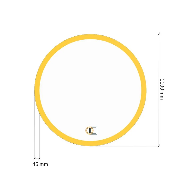 Round LED mirror with front lighting Ø 1100mm