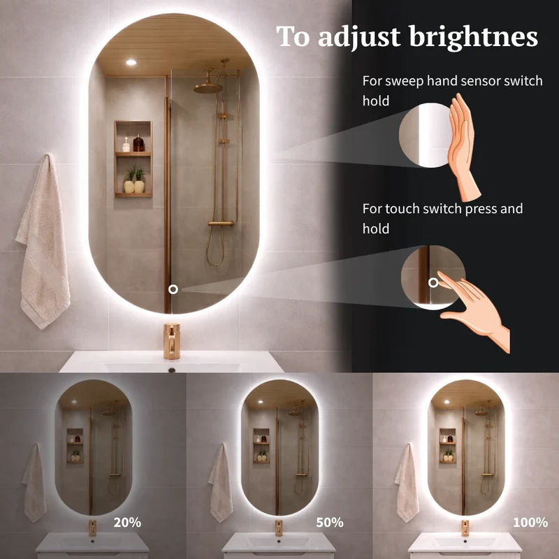 Pill oval LED mirror with rear lighting 315x700mm