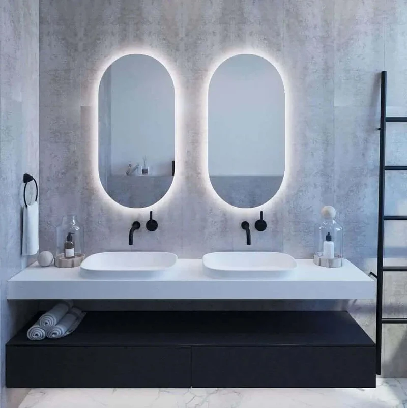Pill oval LED mirror with rear lighting 315x700mm