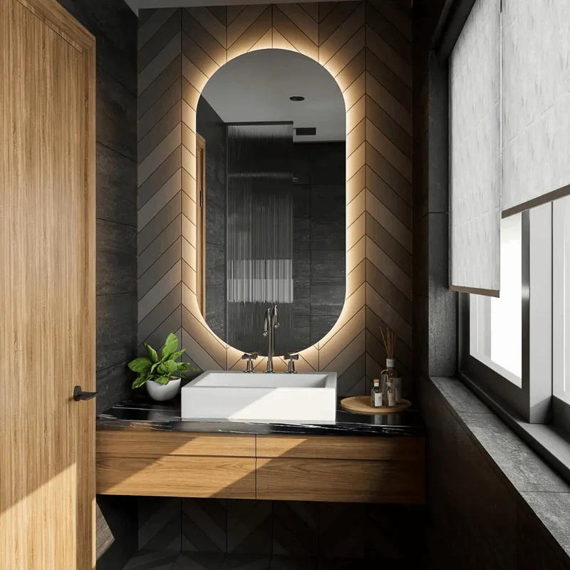 Pill oval LED mirror with rear lighting 420x700mm