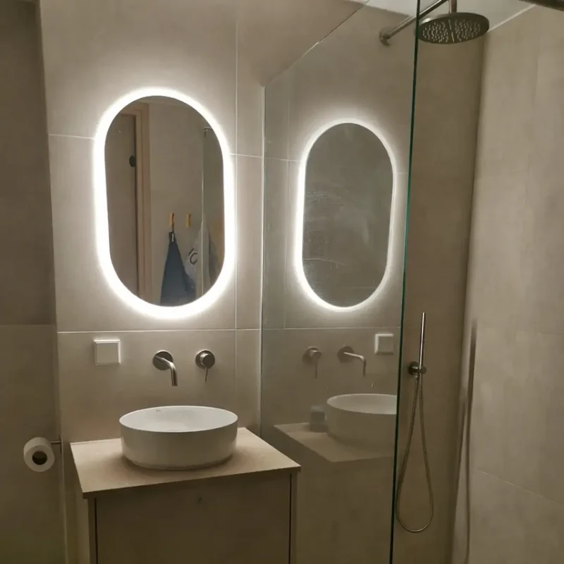 Pill oval LED mirror with front lighting 420x700mm