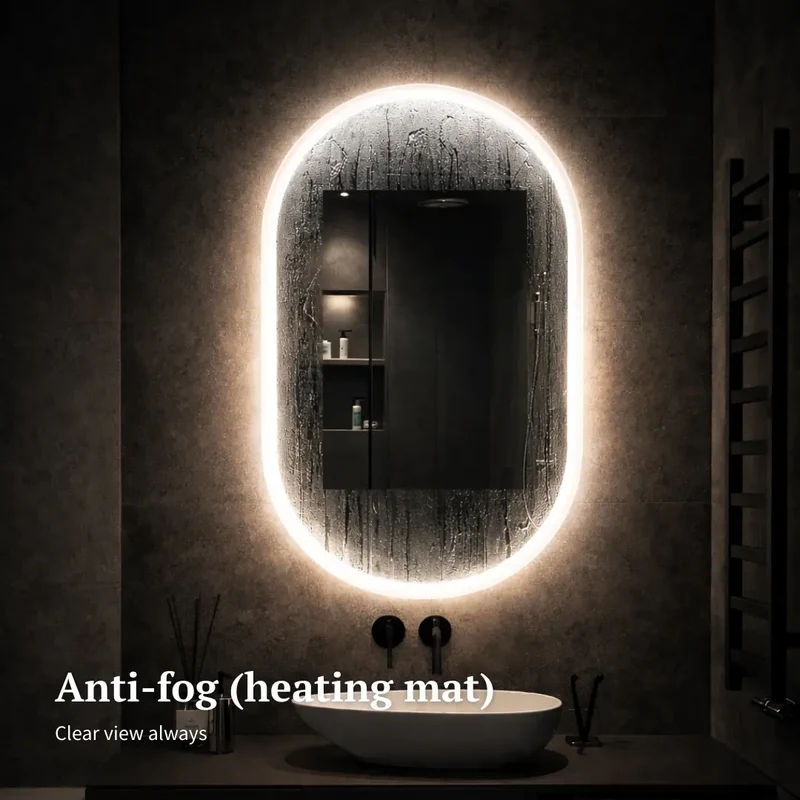 Pill oval LED mirror with front lighting 420x700mm