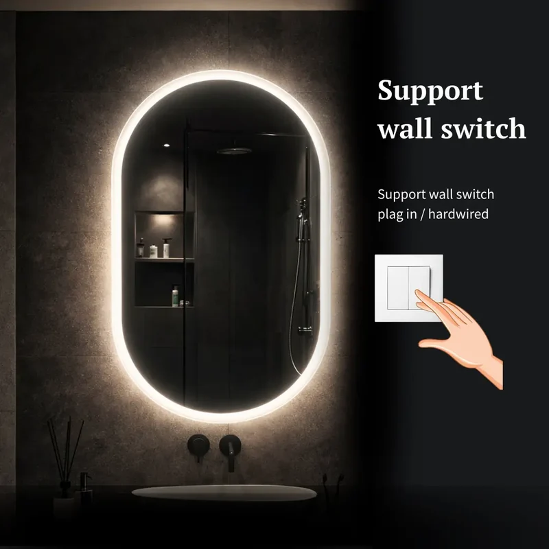 Pill oval LED mirror with front lighting 420x700mm