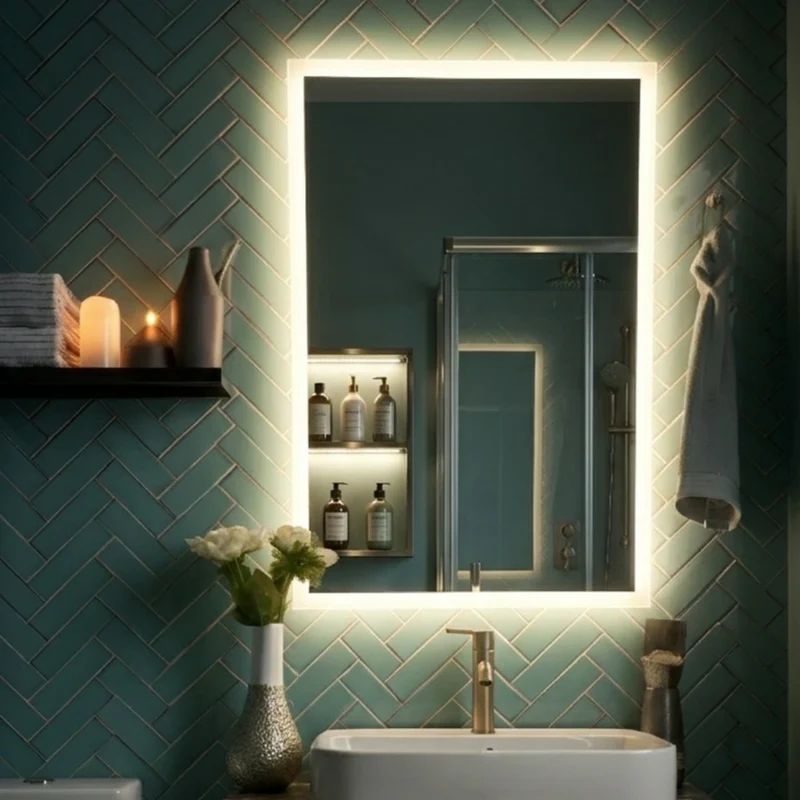 Rectangular LED mirror with front lighting 800x1000mm