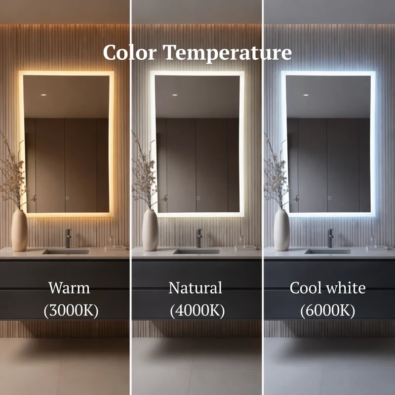 Rectangular LED mirror with front lighting 800x1000mm