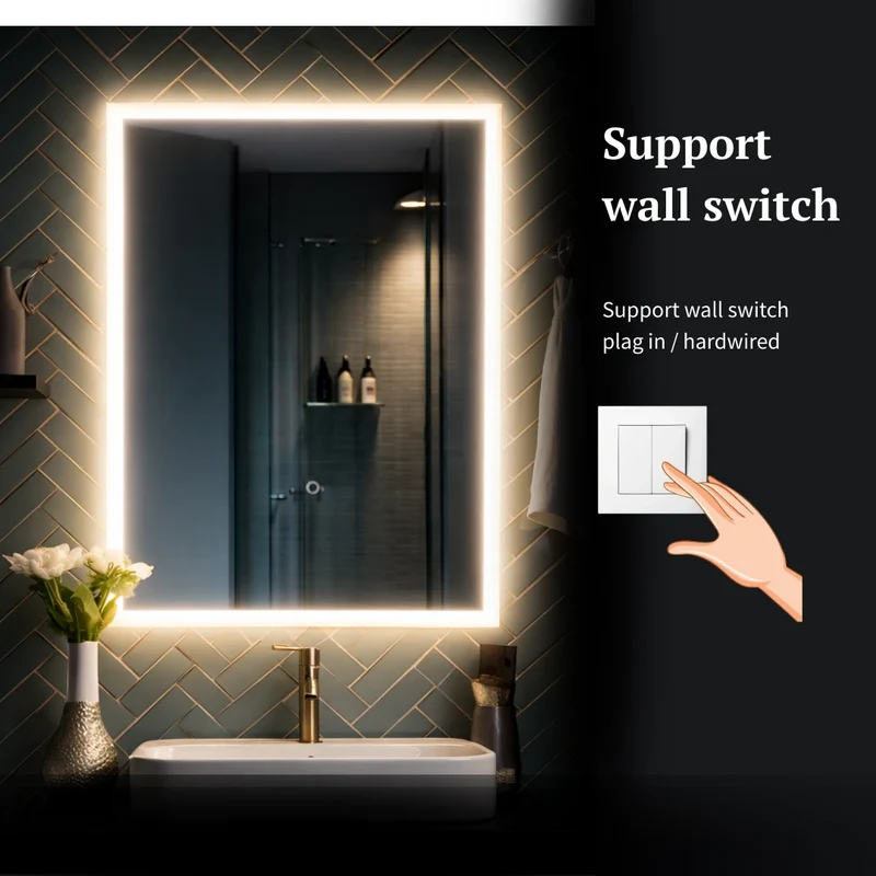 Rectangular LED mirror with front lighting 800x1000mm