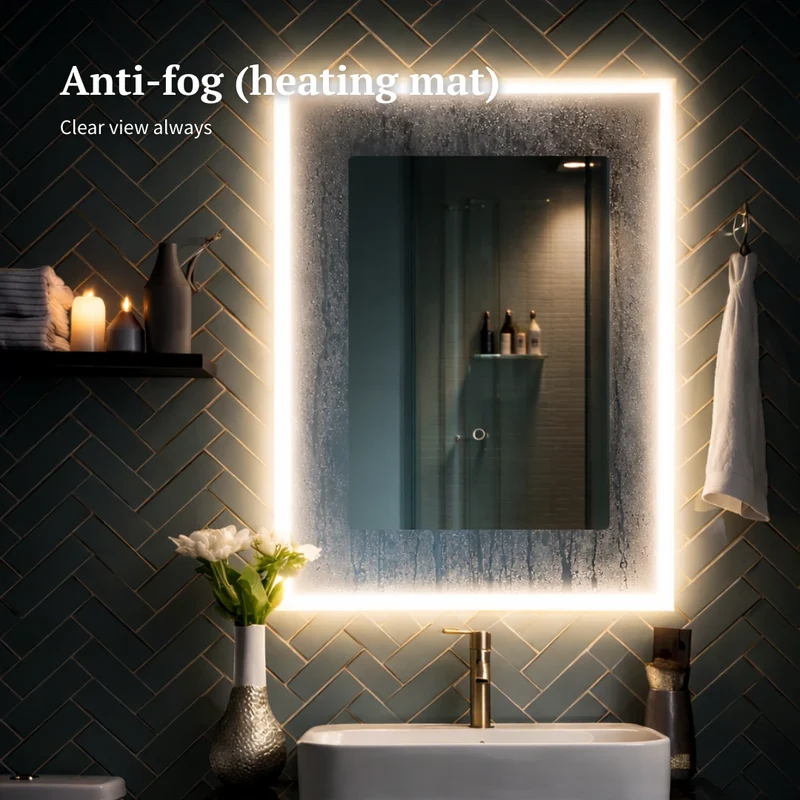 Rectangular LED mirror with front lighting 800x1000mm