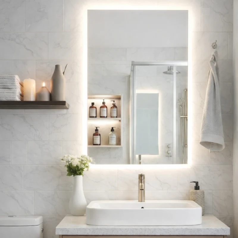 Rectangular LED mirror with front lighting 800x1000mm