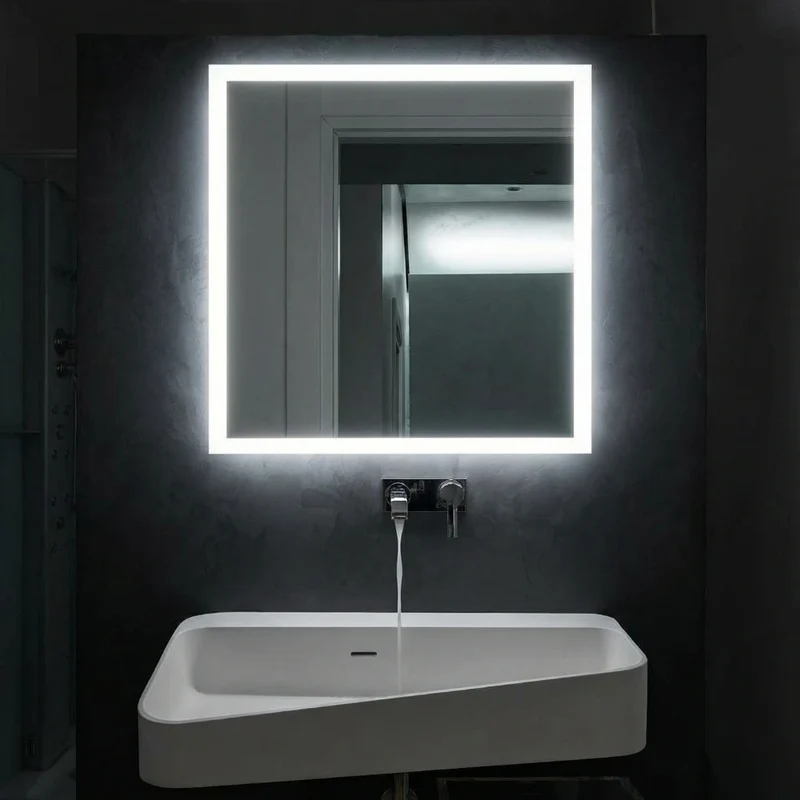 Square LED mirror with front lighting 800x800mm