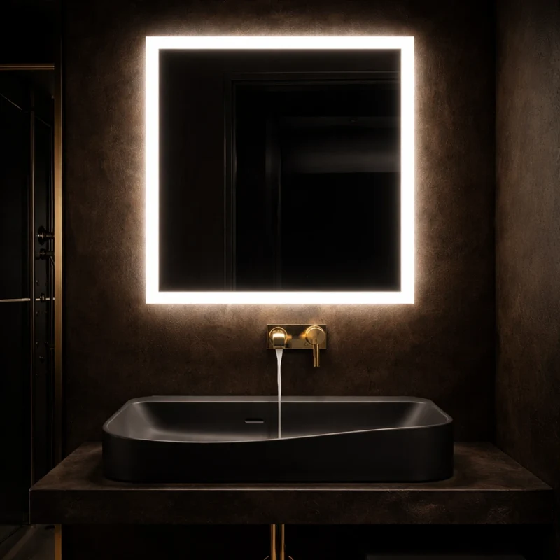 Square LED mirror with front lighting 800x800mm