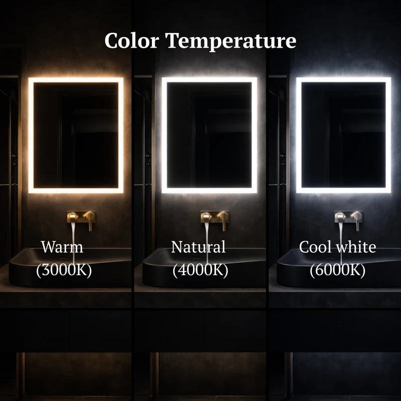 Square LED mirror with front lighting 800x800mm