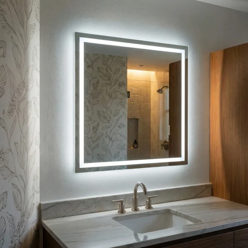 Square LED mirror with double Front Lit 700x700mm