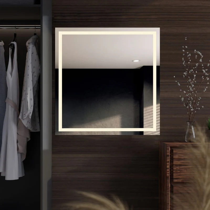 Square LED mirror with double Front Lit 700x700mm