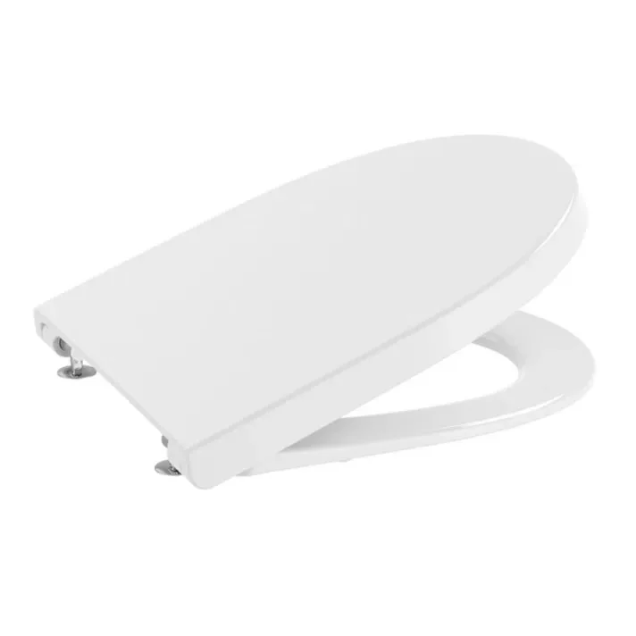 Roca Meridian A8012AC00B – Tapa WC, Cierre Amortiguado, Antibacteriana, Bisagras Acero Inoxidable