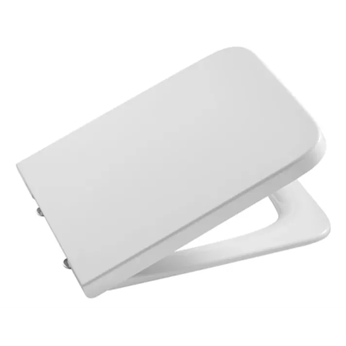 Roca Inspira Square A80153200B – Tapa WC Cuadrada, Cierre Amortiguado, Antibacteriana, Bisagras Latón Cromado