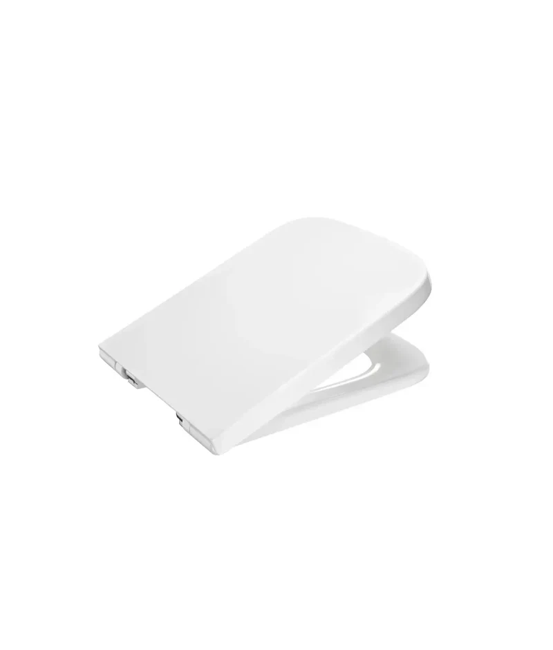 Roca Dama A801782004 – Tapa WC Cuadrada, Cierre Amortiguado, Antibacteriana, Bisagras Latón Cromado