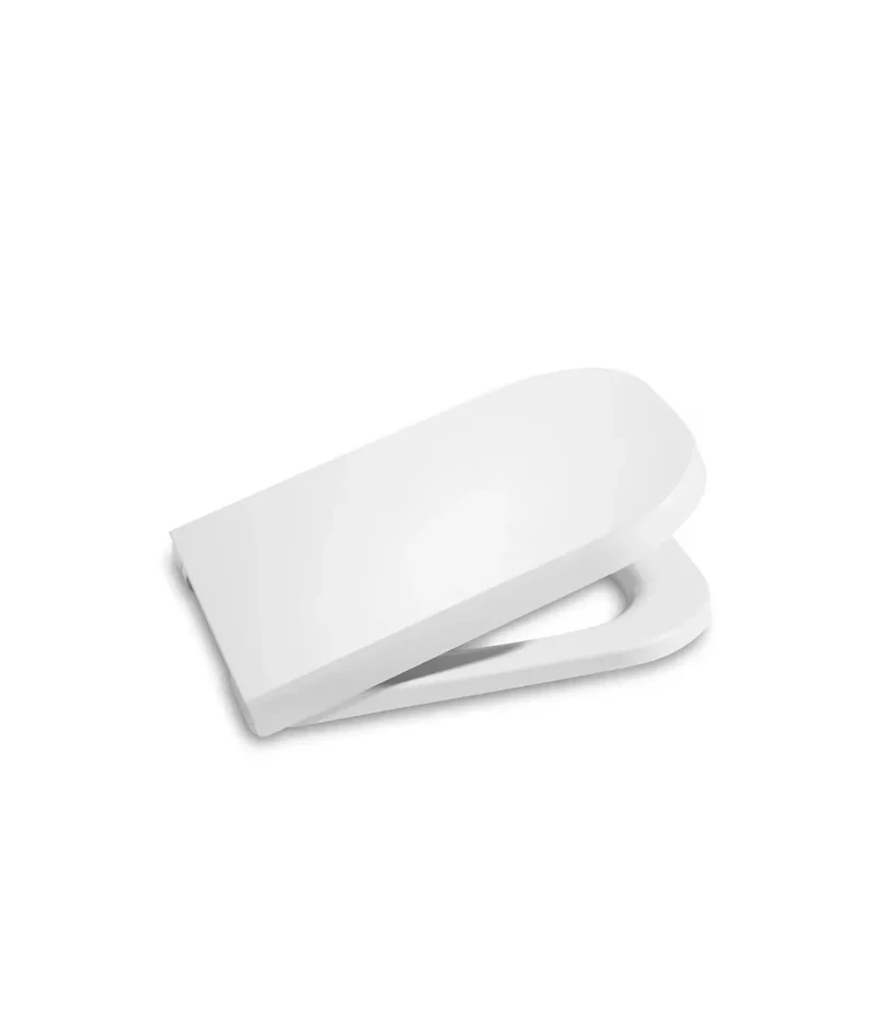 Roca The Gap Square A80147200B – Tapa WC Cuadrada, Cierre Amortiguado, Antibacteriana, Bisagras Acero Inoxidable