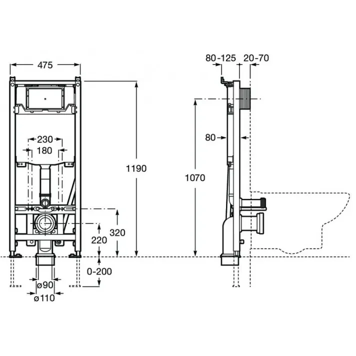 Roca In-Wall A890078020 – Bastidor Empotrable, Doble Descarga