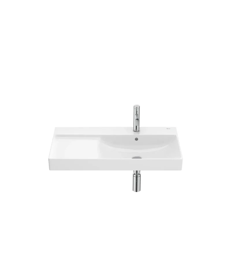 Roca Ona A327688000 – Lavabo Mural, Blanco Brillo, Cubeta a la Derecha, 80x46 cm