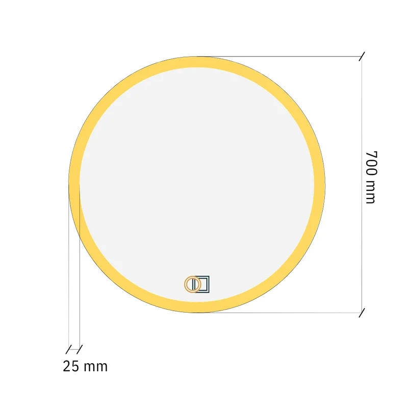 Round LED mirror with front lighting Ø 700 mm