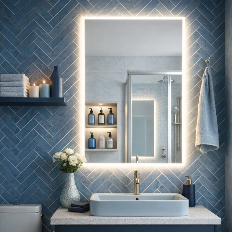 Rectangular LED mirror with front lighting 500x700mm
