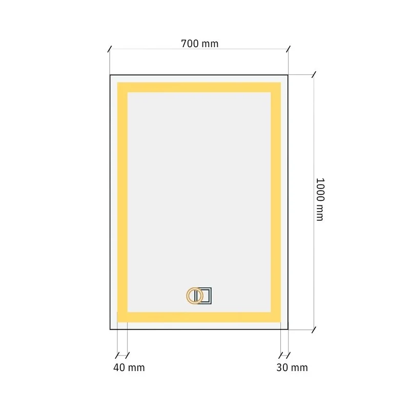 Rectangular LED mirror with double Front Lit 700x1000mm