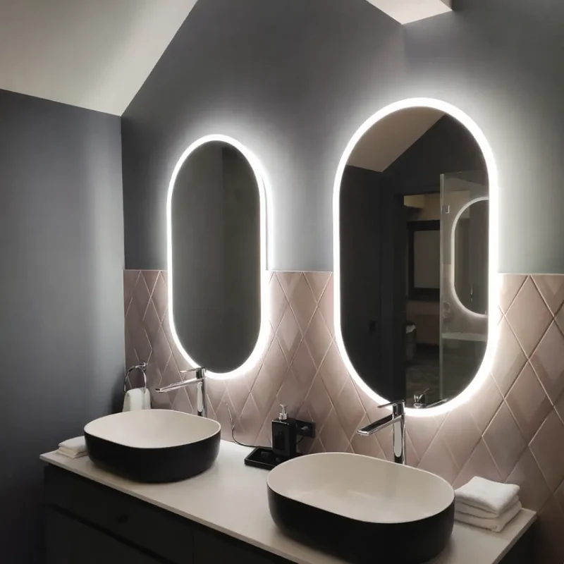 Pill oval LED mirror with front lighting 600x1000mm